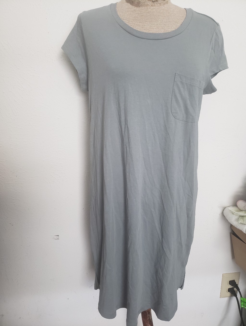 Skin "Clarissa" Sleep Pocket T-Shirt Pima Dress In Light Sage Sz 1